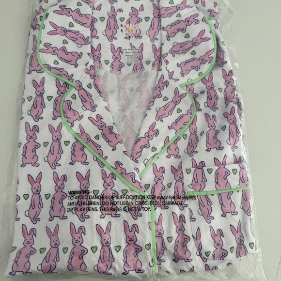Roller Rabbit Pink Happy Bunny Pajama 2 Piece Polo Short Sleeve Short Sleep Set - Picture 1 of 5